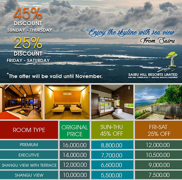 room rent of sairu hill resort